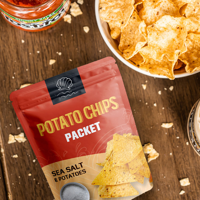 Bolsa Doypack Brand Design Biodegradable Zip Lock Empty Custom Snack Chip Bags