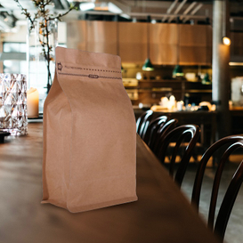 Noprinting Bulk Recyclable Flat Bottom Brown Kraft Coffee Bag with Valve
