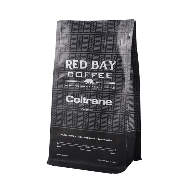 Customizable Fully Compostable Kraft Front Zipper Black Coffee Bags with Valve