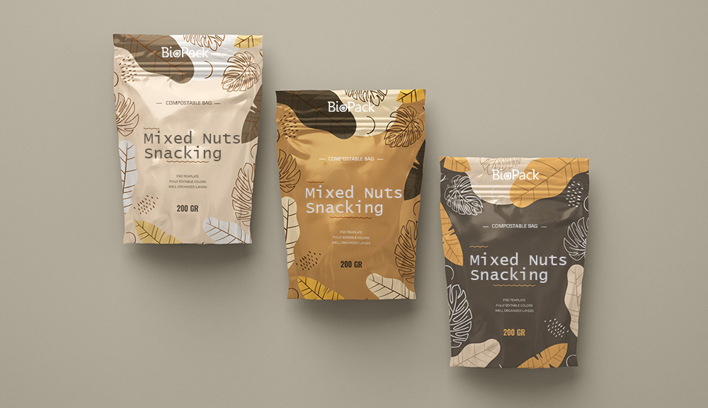 compostable stand up pouches for snack
