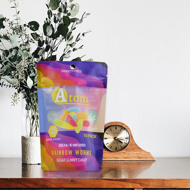 Custom Laminated Roll Stock Film Packaging Back Sealed Cbd Gummy Bear Pouches