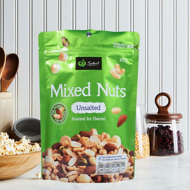 Food grade carbon neutral recyclable resealable aluminum foil stand up cashew pouch