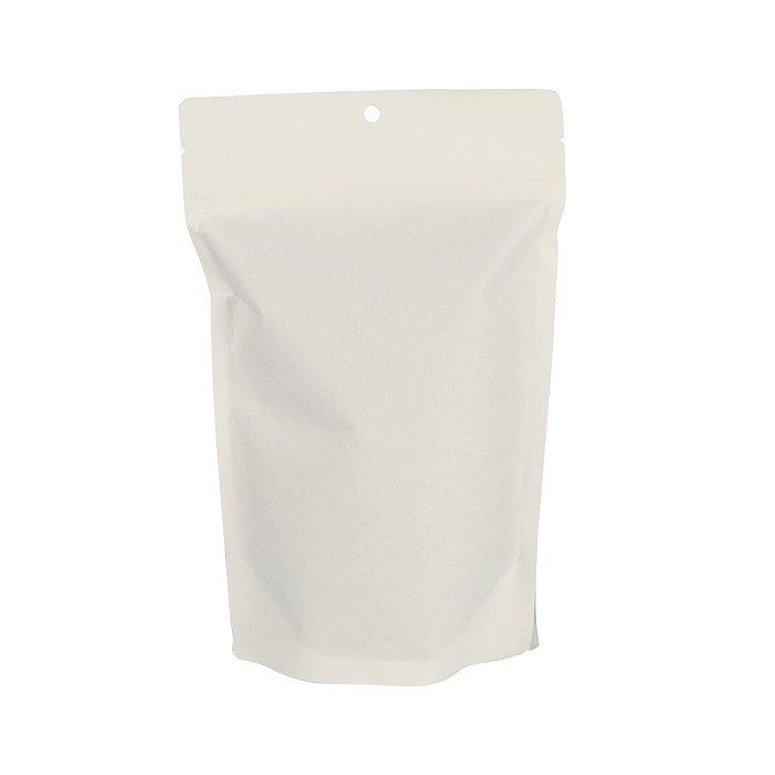 High Barrier Dried Food Packaging Resealable White Kraft Stand Up Pouches with Window
