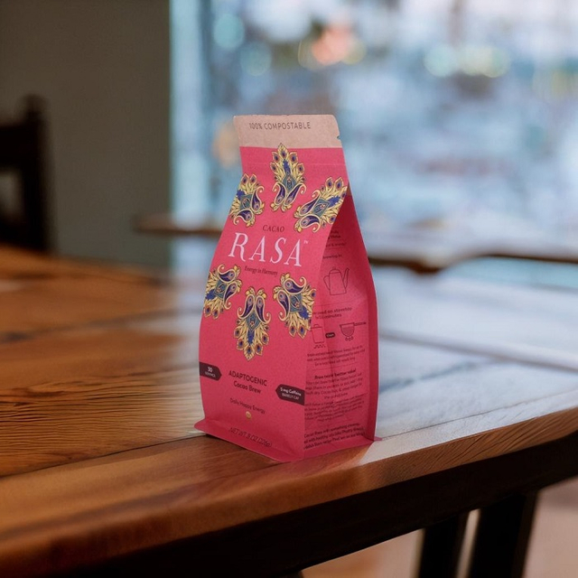 Personalized Verpackung Flat Bottom Red Compostable 8 Oz Coffee Bags with Valve