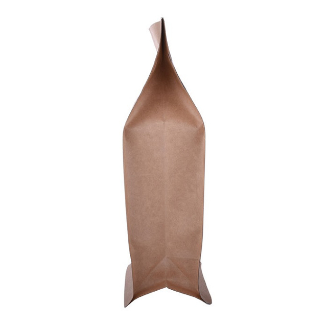 Noprinting Bulk Recyclable Flat Bottom Brown Kraft Coffee Bag with Valve