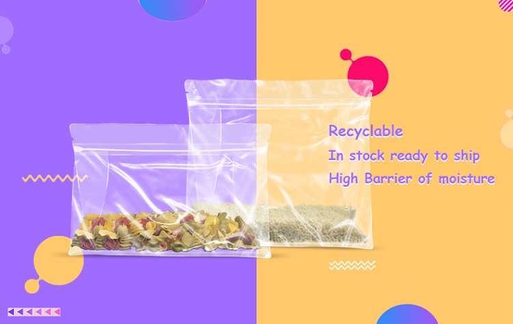 clear recyclable flat bottom bags for oatmeals