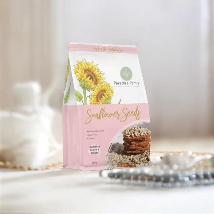 Custom Zip Lock Recyclable Aluminum Foil Flat Bottom Food Bags for Dried Sunflower Seeds