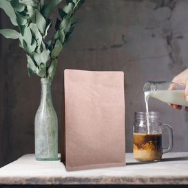 Wholesale Stock 250 Gram Degassing Valve Flat Bottom Brown Paper Coffee Bags