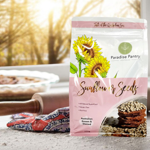 Food Grade Recyclable Flat Bottom Foil Personalized Gluten Free Sunflower Seeds Bags