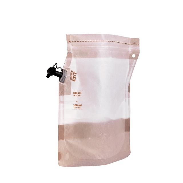 Zipper Top 400ml Brown Stand Up Doypack Best Portable Dripping Coffee Bag with Spout