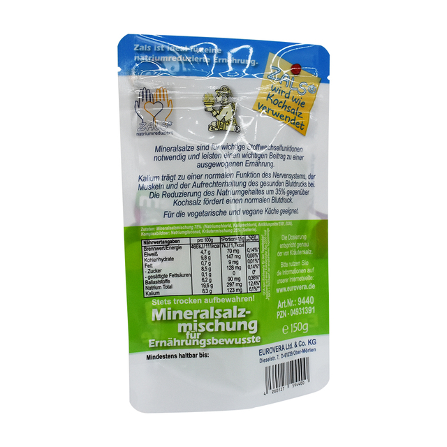 Recyclable Stand Up Vegan Salad Packaging Bag with Tear Notch