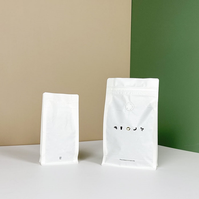 One-way Valved Compostable Rice Paper Personalised Coffee Bags for Coffee Shops