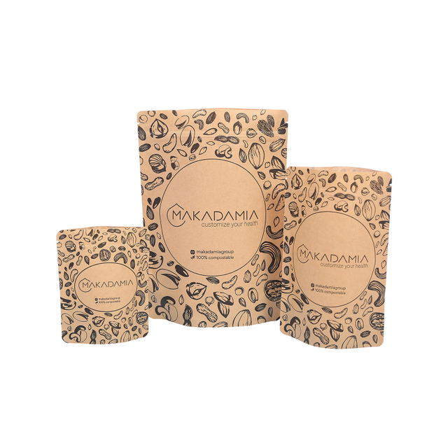 Eco Friendly Kraft Paper Stand Up Pouch Bags