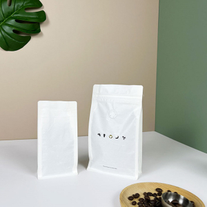 Home Compostable Rice Paper White Coffee Bags for Coffee Shops with Hot Stamp Logo Printing