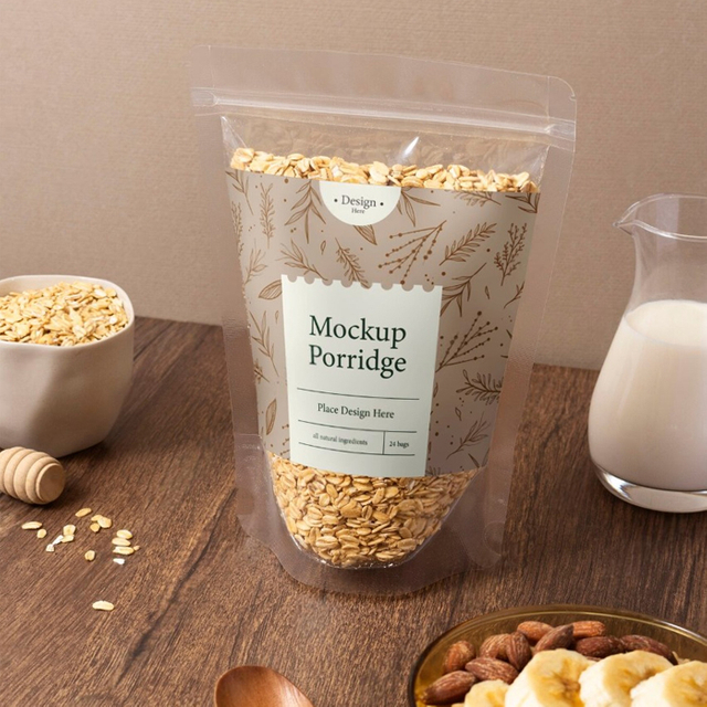 Clear Cornstarch PLA Biodegradable Pouches for Oats
