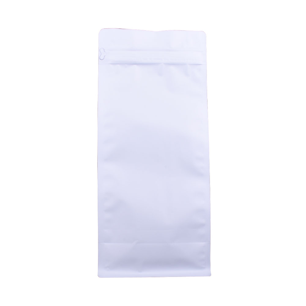 100PCS 1kg White Flat Bottom Coffee Bags with Front Zipper