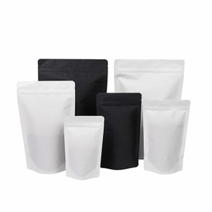 Food Grade Laminated Empty Biodegradable Black Kraft Coffee Bags Wholesale