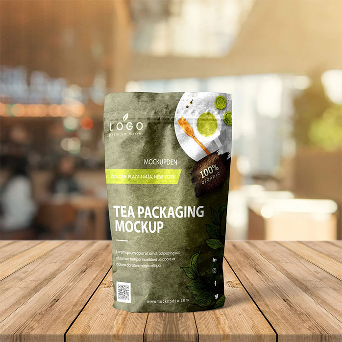 Custom Zipper Seal Doypack Eco Friendly Tea Packaging Bags Wholesale