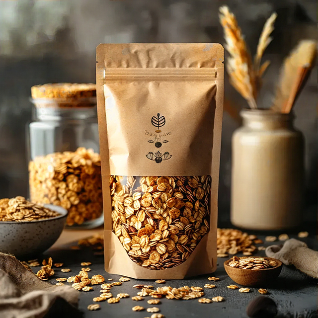 Heat Sealable Laminated Stand Up Paper Pouch with Zipper for Granola