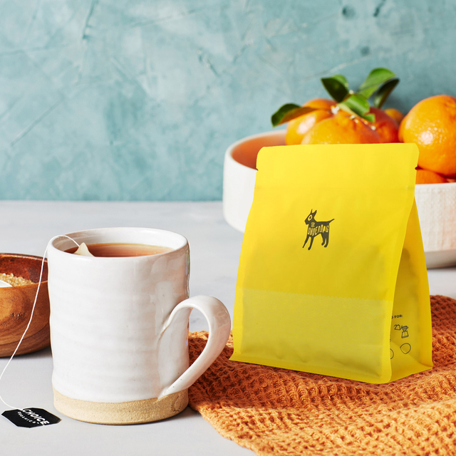 Yellow Color Printing Recyclable Flat Bottom Gusset Coffee Bag with Resealable Zipper