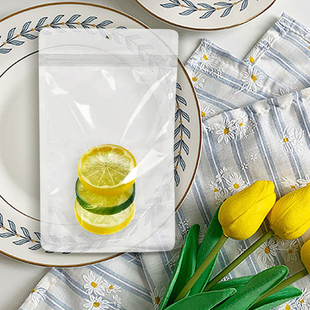 Sustainable Eco Friendly Biodegradable Coffee Packaging Clear Stand Up Bag with Zipper