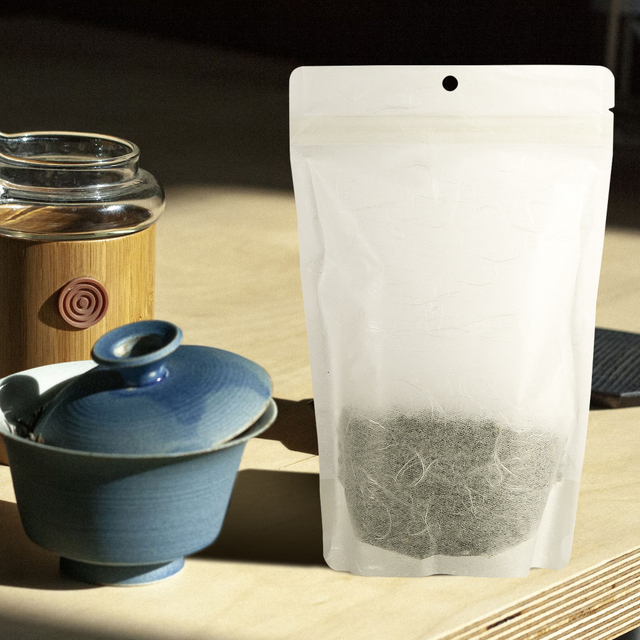 Unprinted Compostable White Rice Paper Backed Stand Up Pouches with Hang Hole & Zipper