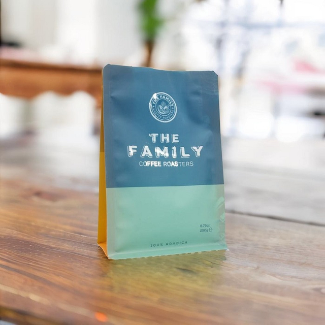 PCR Recycled Blue Color Valved Packing Pocket Zipper Lock 250 Gram Coffee Bags