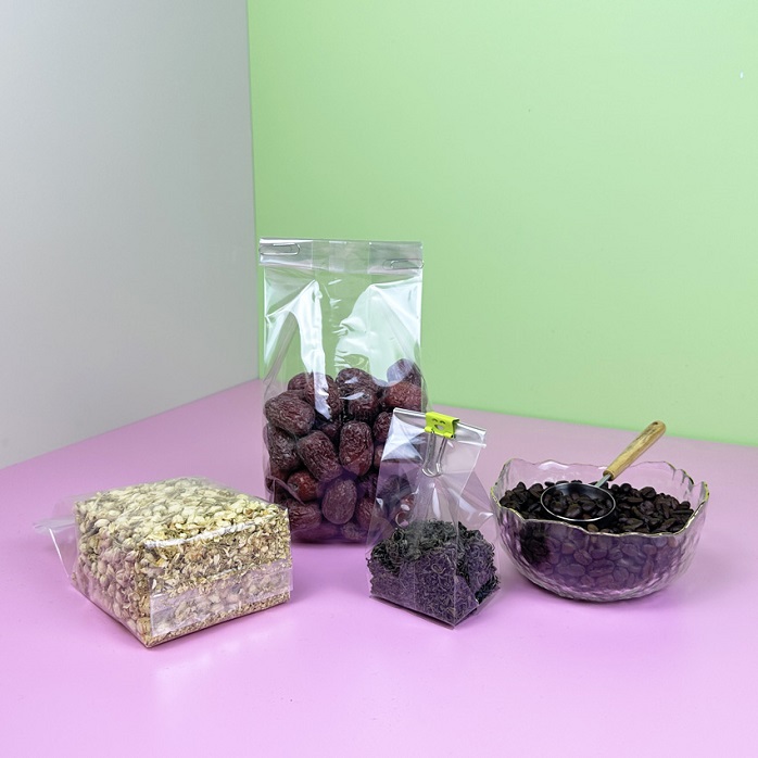 Eco-friendly Heat Sealable Clear Gusseted Plastic Bags Wholesale for Dry Goods