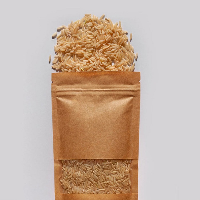 Natural Recyclable Brown Paper Cereal Edibles Bags with Ziplock And Window