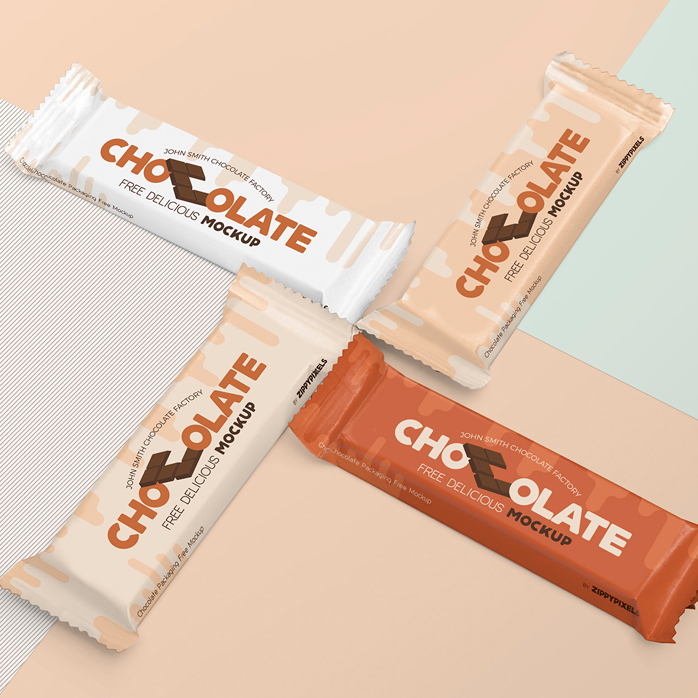 Sustainable Colored Print Pillow Pouch Sealed Stick Pack Packaging for Chocolate Bites