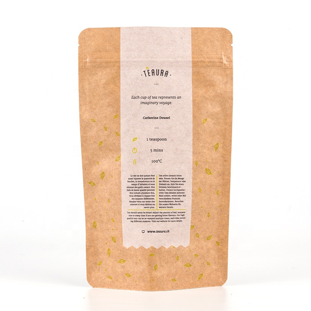 Eco Friendly Plastic Stand Up Tea Packaging