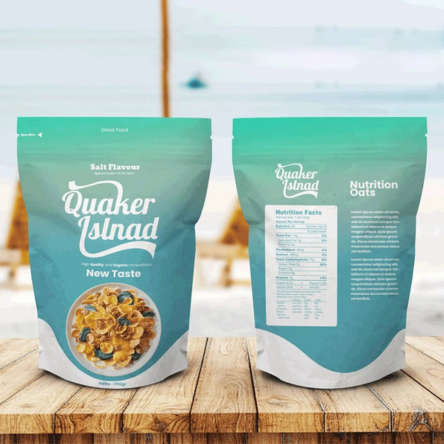 Food Grade Moisture-proof Compostable Doypack Zipper Instant Oatmeal Bag