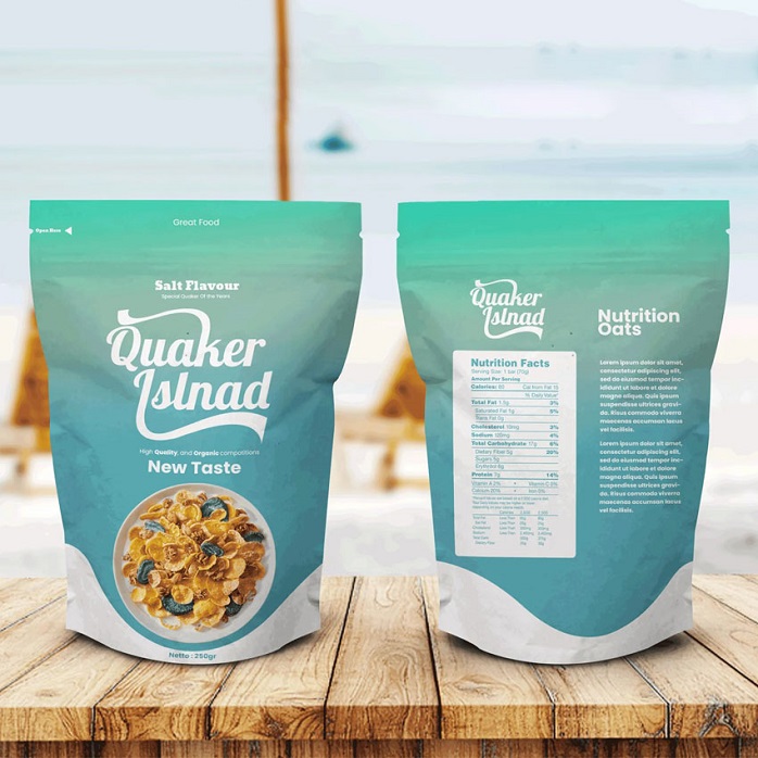 Food Grade Moisture-proof Compostable Doypack Zipper Instant Oatmeal Bag
