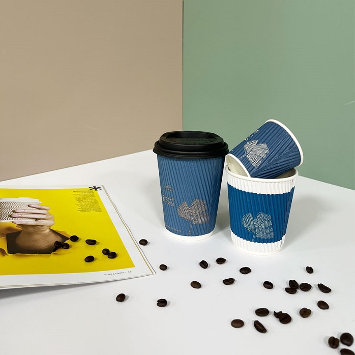 Custom Design 4 Oz 8 Oz Ripple Wall Compostable Takeaway Coffee Cups with Lids