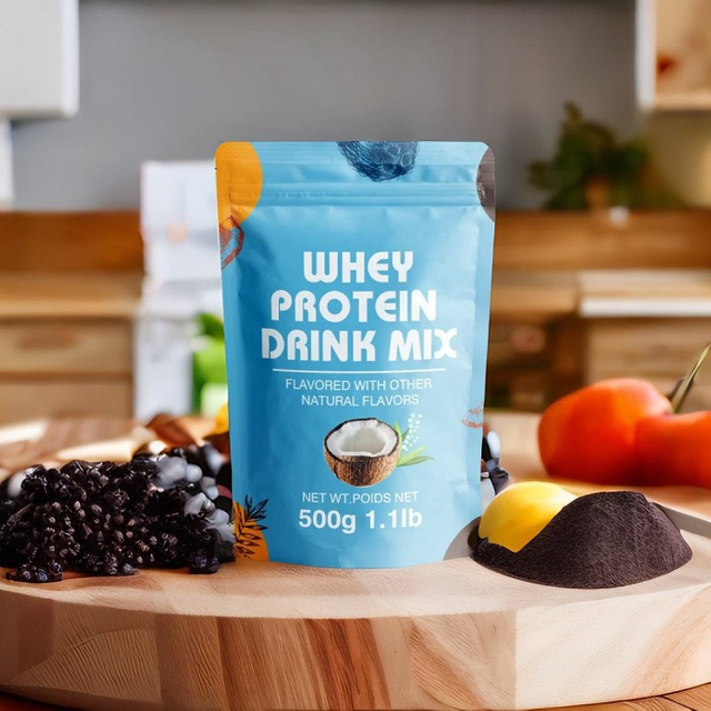 Cheap Plant-based Plastic Stand Up Barrier Pouches with Ziplock for Whey Protein