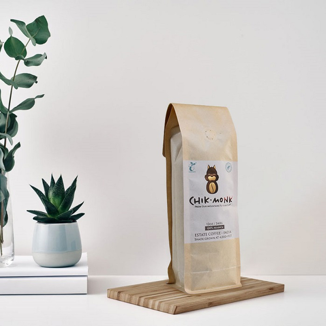 Box Bottom Empty Sealable Recycling Custom Hot Stamp Coffee Bags Wholesale
