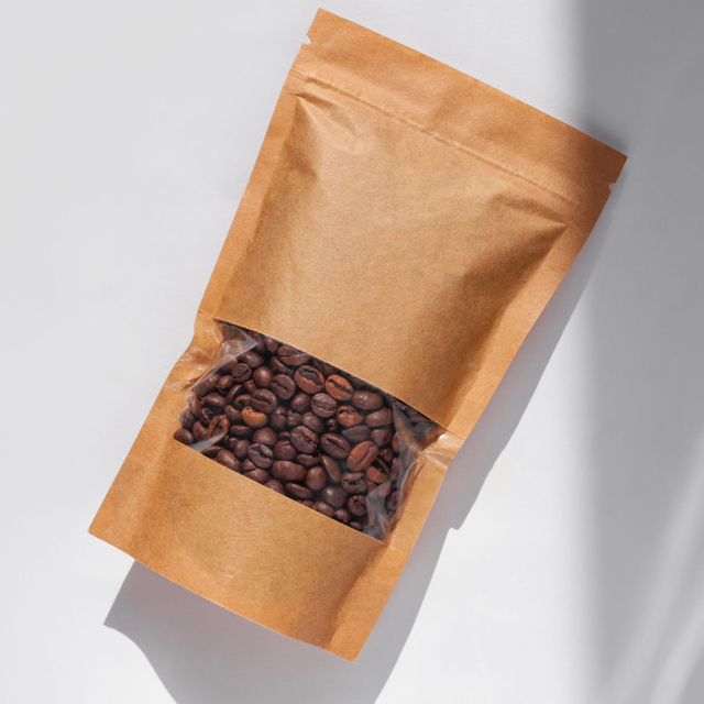 Standard Bulk Coffee Pouch Kraft Stand Up Bag with Window Wholesale