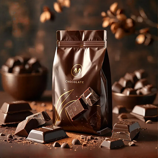 Creative Plant-based Materials Flat Bottom Resealable Mushroom Chocolate Bar Packaging