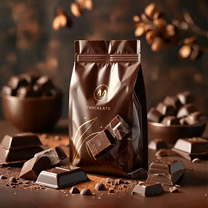 Creative Plant-based Materials Flat Bottom Resealable Mushroom Chocolate Bar Packaging
