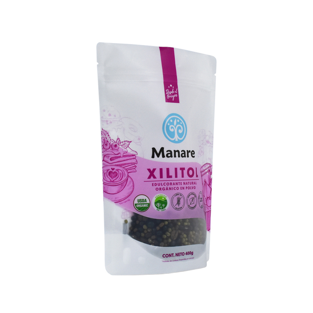 Matte Finish Ziplock Top Recyclable Zipper Pouches for Xilitol Condiment Packaging