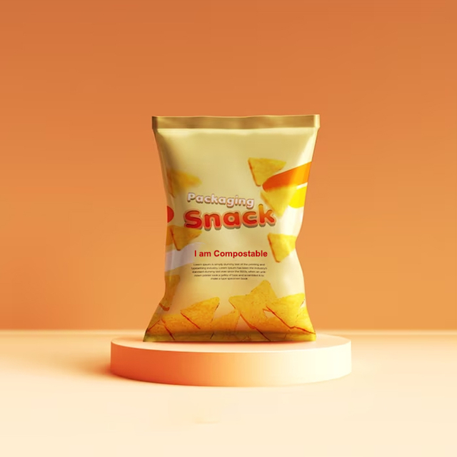 Certified Fully Compostable Rollstock Film Pouch Custom Size Snack Chip Bags