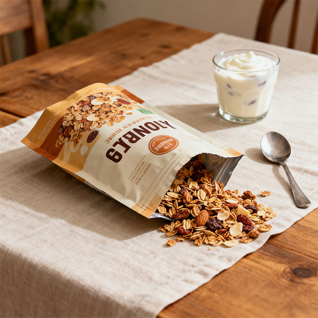 Compostable Resealable 12oz Honey Granola Orange Bag