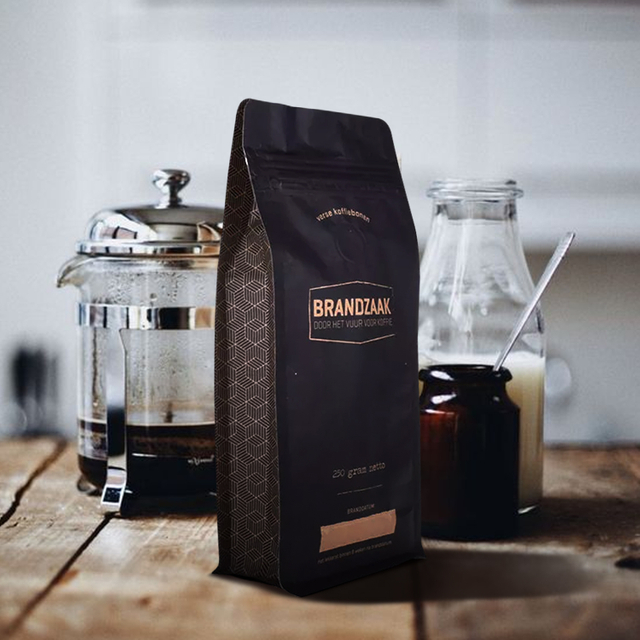 Biodegradable Matte Black Kraft Coffee Packaging Bag