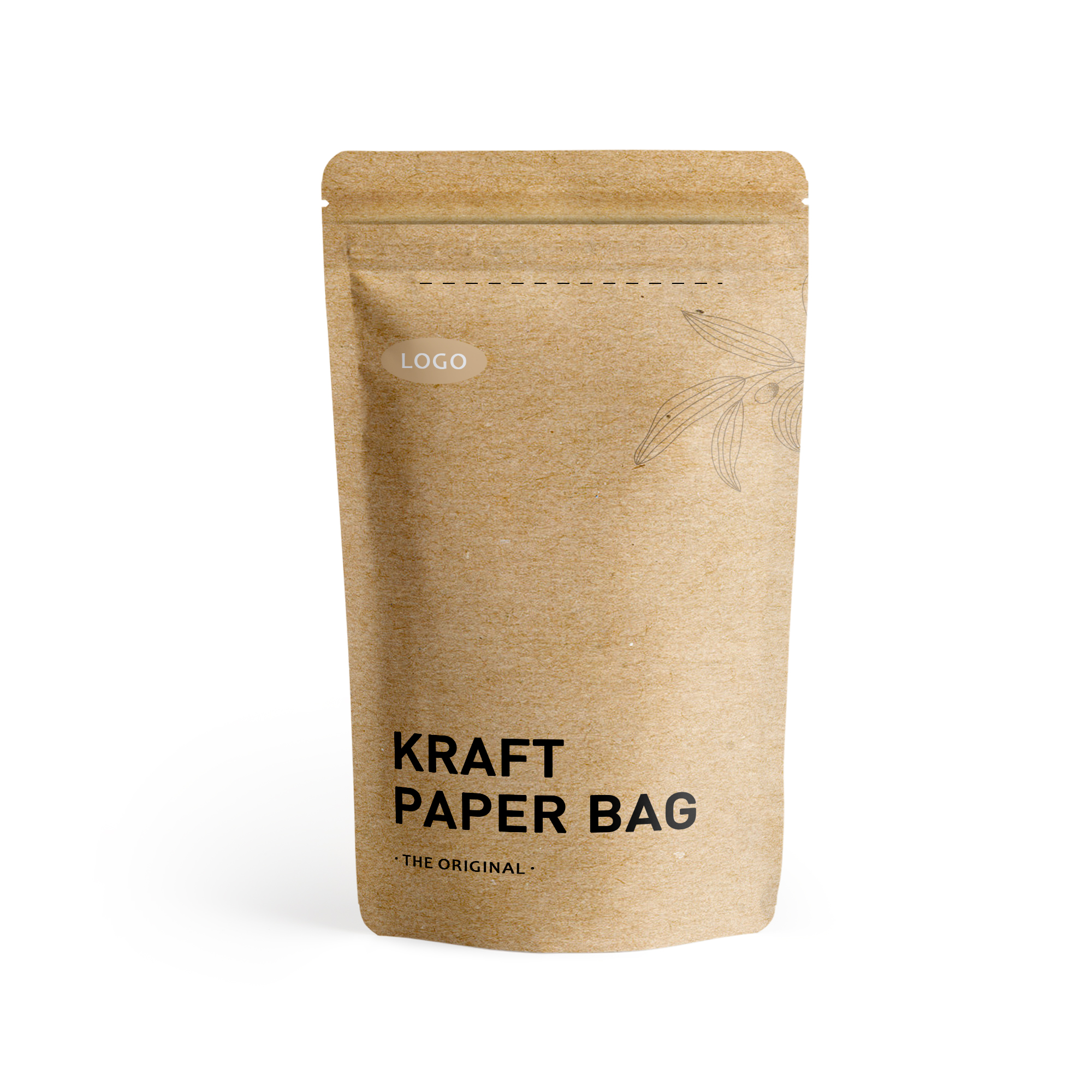 Compostable Kraft Paper  Child Resistant Zipper Bag