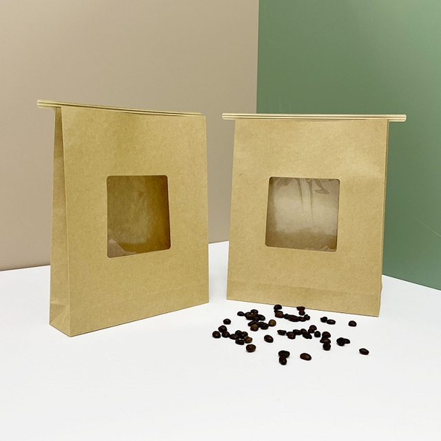 Food Safe Recyclable Natural Brown Kraft SOS Bags with Window​for Bakery