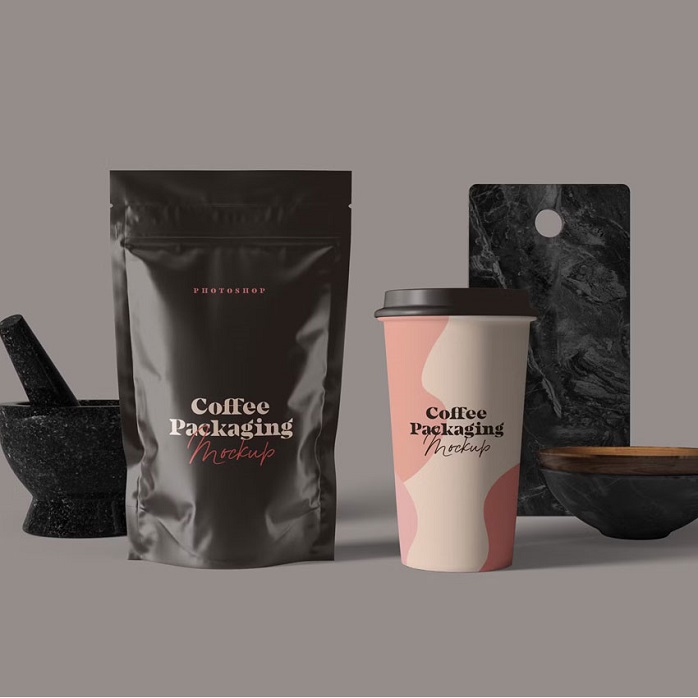 Eco-friendly Zipper Seal Stand Up Matte Black Coffee Packaging Pouches