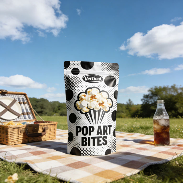 Bio-based Film Resealable Zipper Stand Up Popcorn Pouch