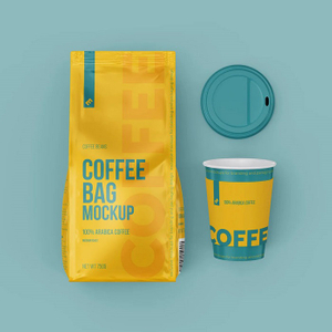 Custom Logo Printing Design Side Gusset Bottom Bright Coffee Yellow Packaging