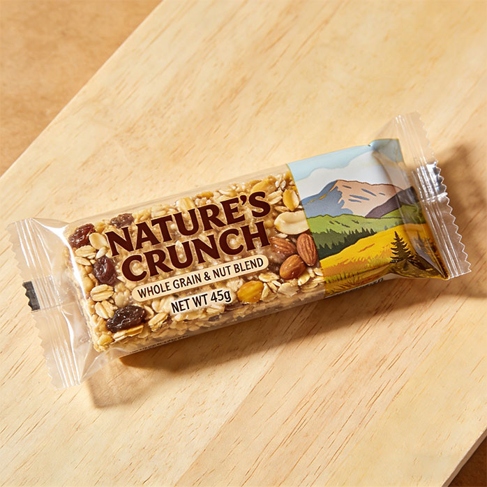 Plant Based Recyclable Rollstock Packaging for Granola Bar