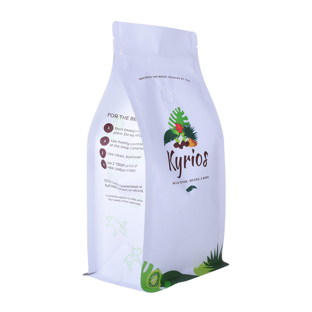 Custom Biodegradeable Flat Bottom Bag for Organic Coffee Tea